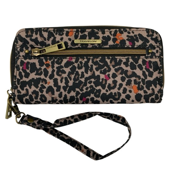 Travelon Handbags - Travelon Wristlet Wallet RFID Animal Print Zip Around Identity Protection Travel